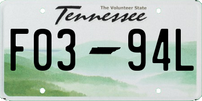 TN license plate F0394L