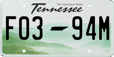 TN license plate F0394M