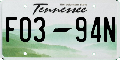 TN license plate F0394N