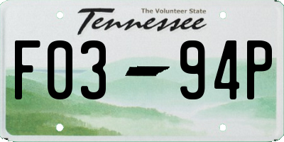 TN license plate F0394P