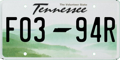 TN license plate F0394R