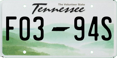 TN license plate F0394S