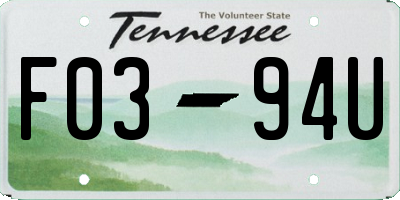 TN license plate F0394U