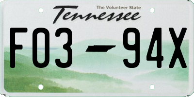 TN license plate F0394X