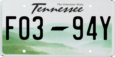 TN license plate F0394Y