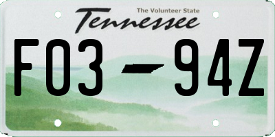 TN license plate F0394Z
