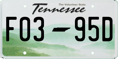 TN license plate F0395D