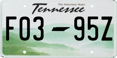 TN license plate F0395Z