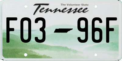 TN license plate F0396F