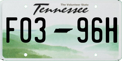 TN license plate F0396H
