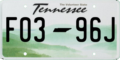 TN license plate F0396J