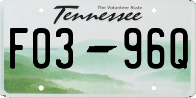 TN license plate F0396Q