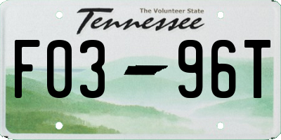 TN license plate F0396T