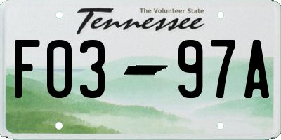 TN license plate F0397A
