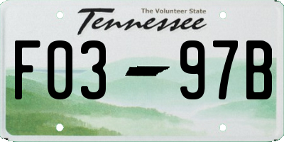TN license plate F0397B