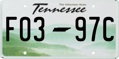 TN license plate F0397C