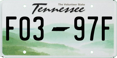 TN license plate F0397F