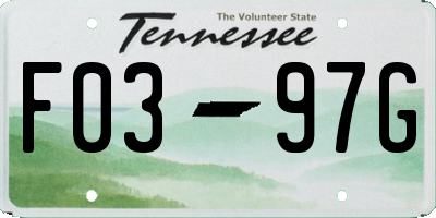 TN license plate F0397G