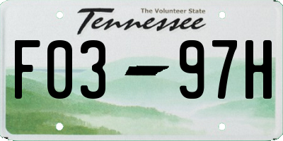 TN license plate F0397H