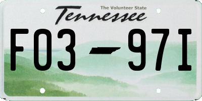 TN license plate F0397I