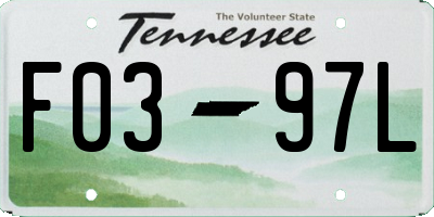 TN license plate F0397L