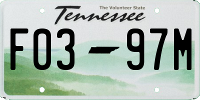 TN license plate F0397M
