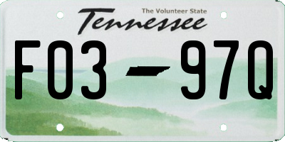 TN license plate F0397Q