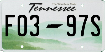 TN license plate F0397S