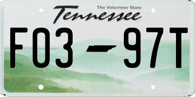 TN license plate F0397T