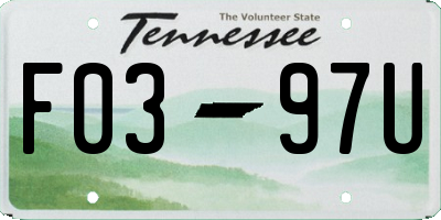 TN license plate F0397U