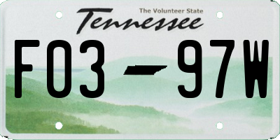 TN license plate F0397W