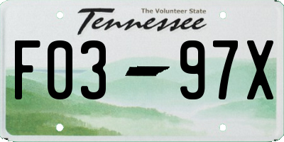 TN license plate F0397X
