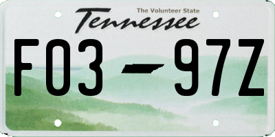 TN license plate F0397Z
