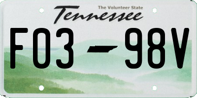 TN license plate F0398V