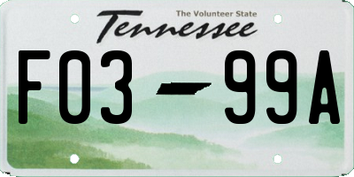 TN license plate F0399A