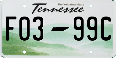 TN license plate F0399C
