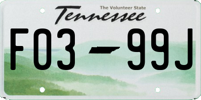 TN license plate F0399J