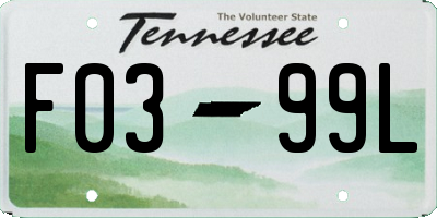 TN license plate F0399L