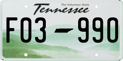 TN license plate F0399O