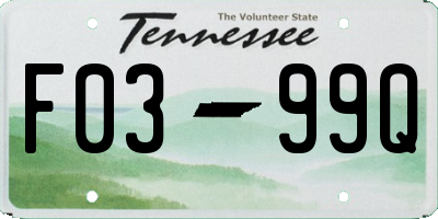 TN license plate F0399Q