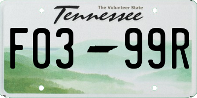 TN license plate F0399R