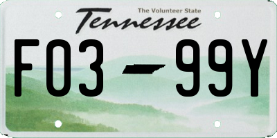 TN license plate F0399Y