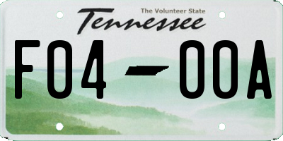 TN license plate F0400A