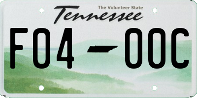 TN license plate F0400C