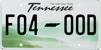 TN license plate F0400D