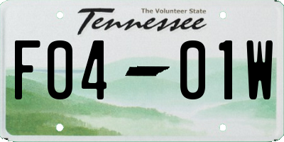 TN license plate F0401W