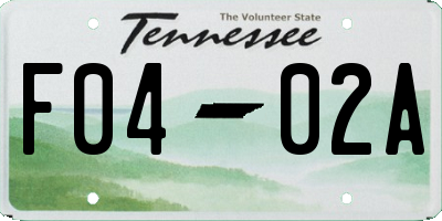 TN license plate F0402A