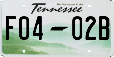 TN license plate F0402B