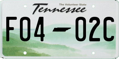 TN license plate F0402C