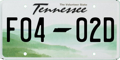 TN license plate F0402D